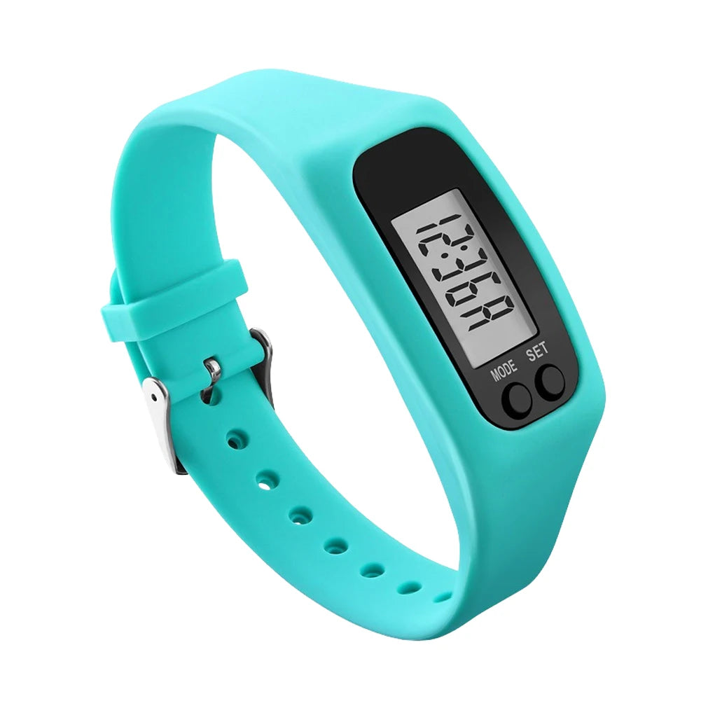 1/2PCS LED Pedometer Bracelet Step Counter Watch 12/24H Time Display Silicone Step Tracker Multi-Function Fitness Watch Qme Mint Green 1PC