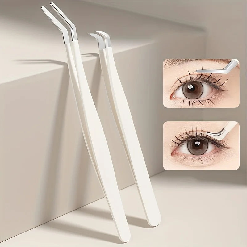 Eyelash Applicator Tool DIY Lash Tweezers Curved Eyelash Tweezers For Easy Lashes Application And Removal Qme