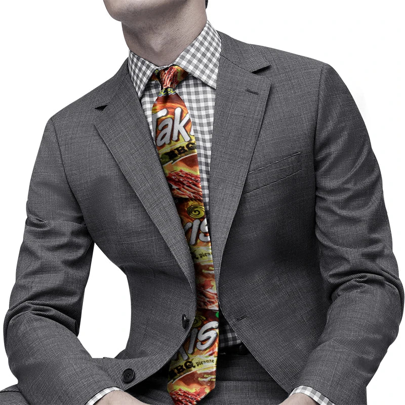 Novelty Interesting Food Printed Tie Fashionable Potato Chips Qme