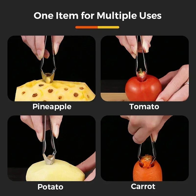 Stainless Steel Pineapple Slicer Corers Cutter Strawberry Huller Fruit Peeler Potato Tomato Corer Clips Kitchen Knife Gadgets Qme