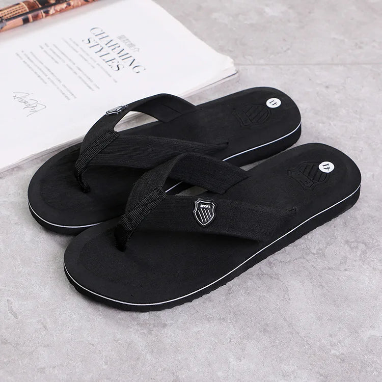 Casual Flip Flops For Men Slippers Beach Sandals Summer Non-Slip Flat Slides Men Slippers Indoor House Shoes Man Male Slipper Qme Black 41