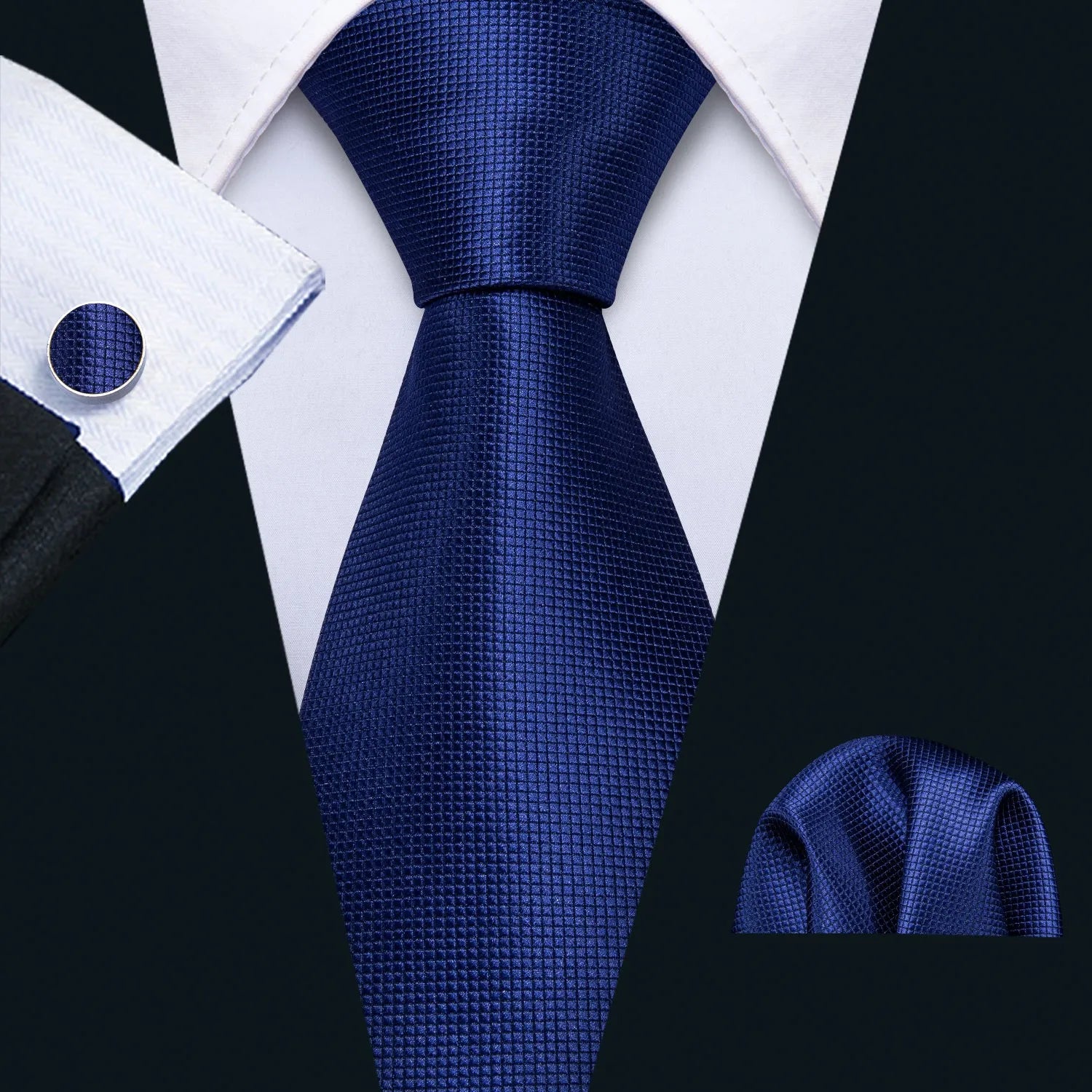 Professional Mens 3-Piece Suit Set: Necktie, Pocket Square & Cufflinks, Classic Design for Wedding Qme DPTH-HT-LDSN0326