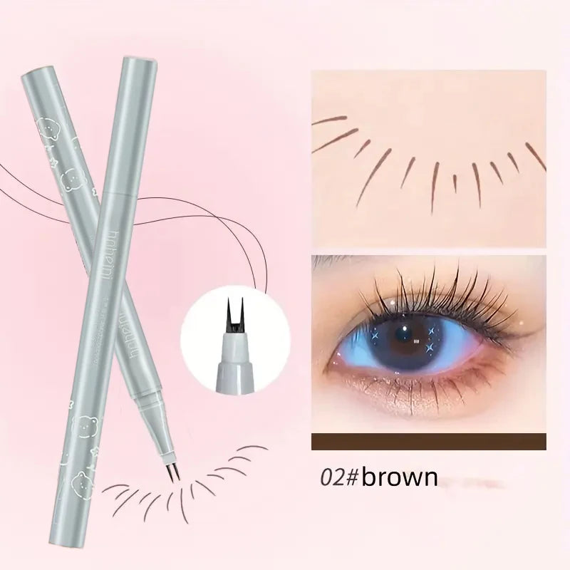 0.01mm double-claw lower eyeliner liquid eyeliner, ultra-fine eyebrow pencil, multi-purpose for beginners, black & brown, Korean Qme 02 BROWN