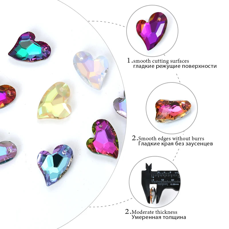 17mm Austria 6261 Devoted 2 U Heart Pendant Loose Rhinestone Charms Beads for Jewelry Making Bracelet Necklace Earrings DIY Qme