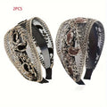Boho Paisley Embroidered Headband For Women, Non-slip Sequin Lace Hair Band For Daily & Party Qme 2pcs Black coffee