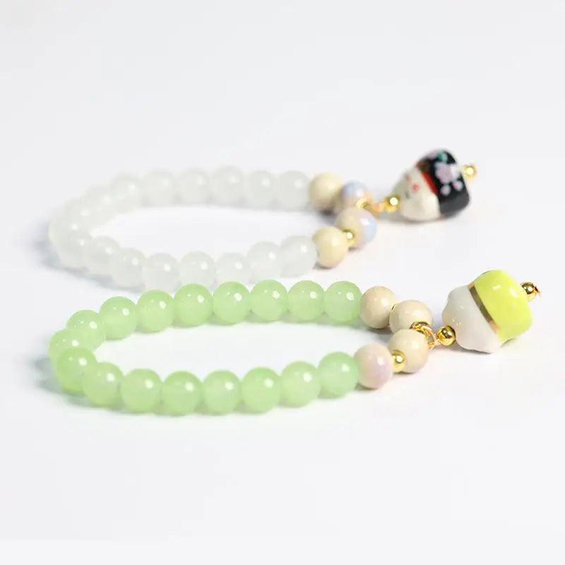 Boho Fortune Cat Charms Bracelet For Women Stretch Wire Couple Bracelet Jewelry Accessories Gifts Qme