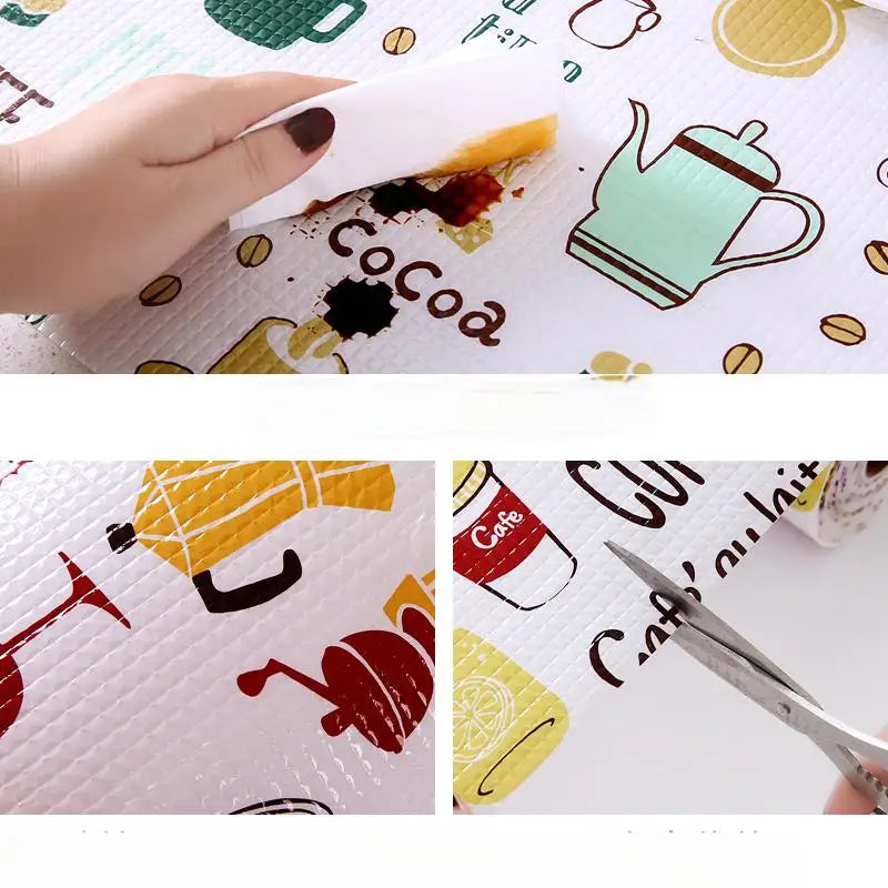 1 Roll Can Cut Table Mat Drawers Cabinet Shelf Liners Cartoon Cupboard Placemat Waterproof Oil Thickened Kitchen Stickers Qme