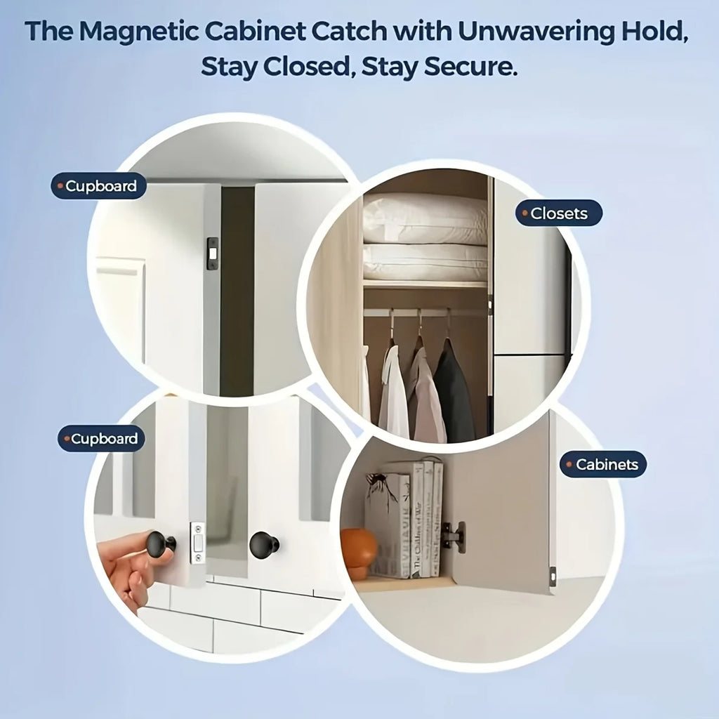 Ultra-Thin Magnetic Latches,Adhesive-Sealed Drawer Magnets For Cabinet Doors,Suitable For Closing Kitchen Cabinets And Wardrobes Qme