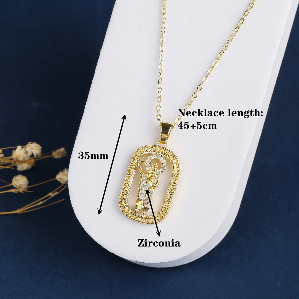 Trendy Man Woman Religious St. Jude Zirconia Pendant Necklace For Female Punk Style Choker Neck Jewelry Friendship Gifts 2024 Qme