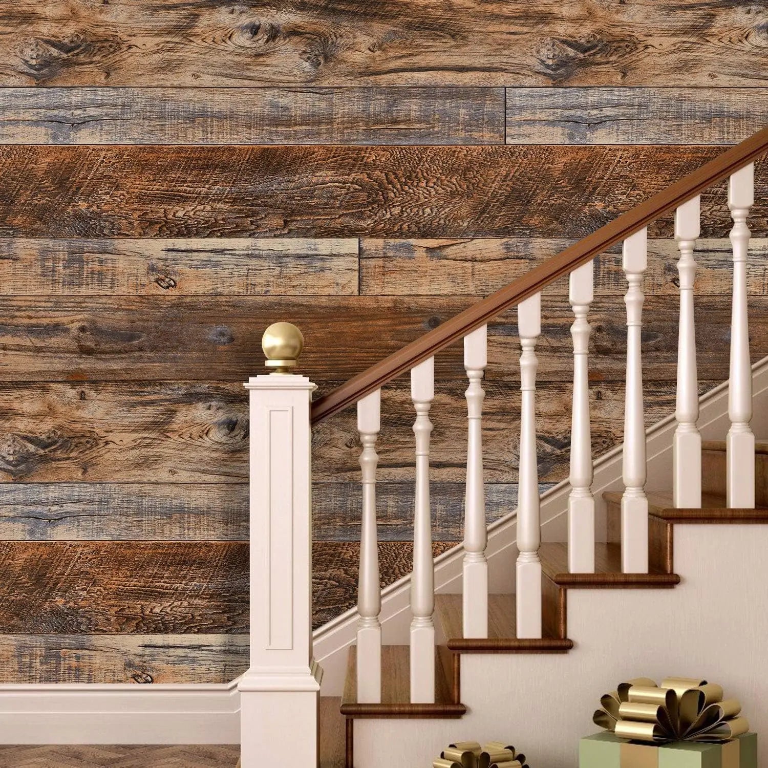 Brown Wood Wallpaper Peel Stick Shiplap Self Adhesive Contact Paper Qme