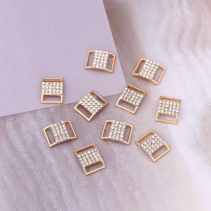 10Pcs 10*15MM Rhinestone Bikini Connector Buckle Alloy Chain Swimwear Decorative Rhinestone Buckle DIY Jewelry Accessories Qme 10pcs golden