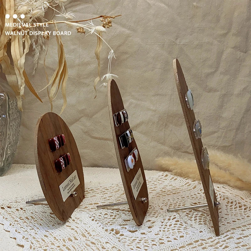 Ancient Nail Art Board Walnut Display Adornment Wear Polish Glue Card Qme
