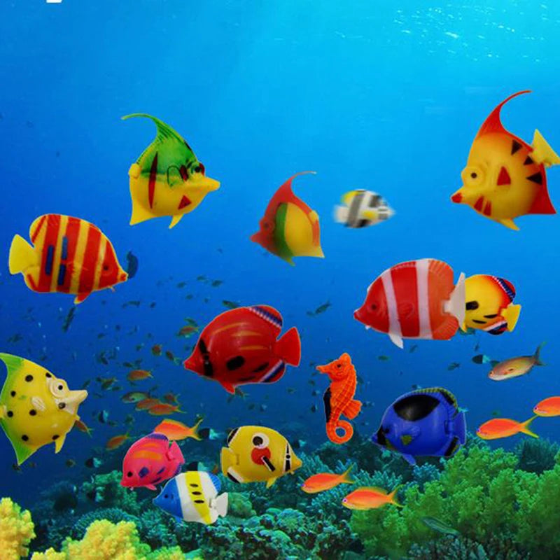 .10Pcs Aquarium Fish Tank Artificial Fake Floating Fish Pet Decor Ornaments. Qme