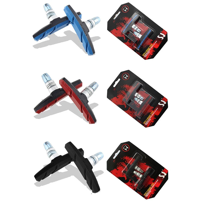 1Pair Bike Brake Pads V-brake Rubber Road Holder Shoes Blocks Rim Qme