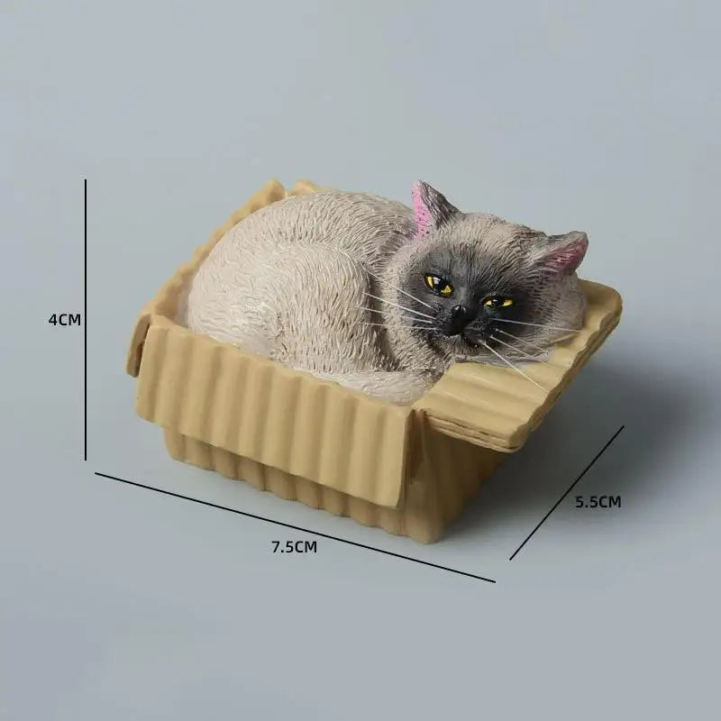 Adorable Cat In Box Napping Resin Figurine Kawaii Desktop Decor Car Ornament Ideal Gift For Cat Lovers Qme A8