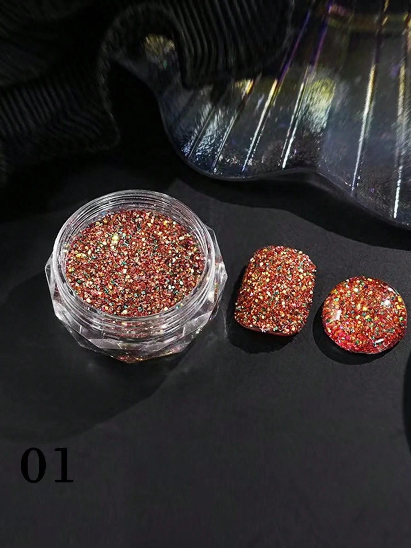 Colored Diamond Nail Powder Crushed Reflective Glitter Dark Luminous Qme 01