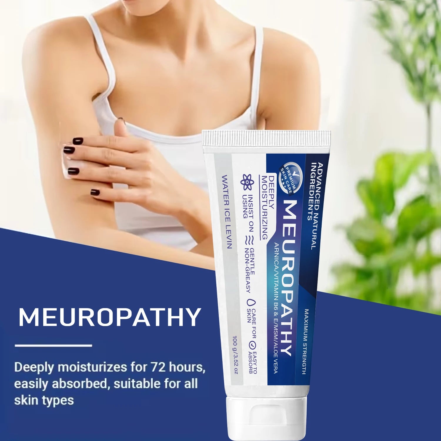 Neuropathy Care Cream, Moisturizing & Firming with Hyaluronic Acid & Aloe Vera for Soothing Skin Care Qme
