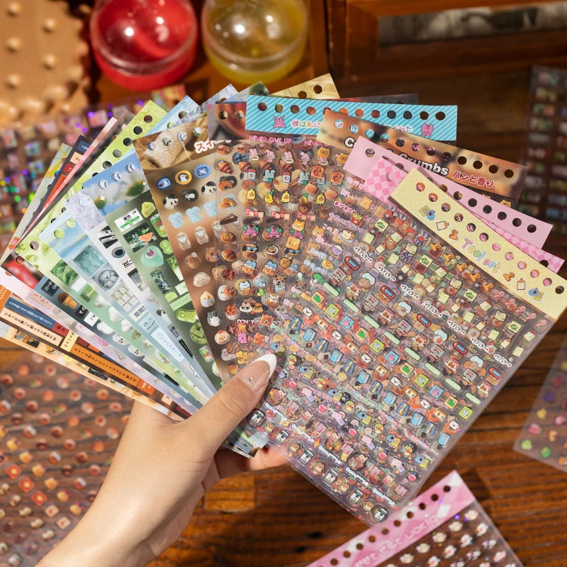 18 Sheets Cute Foods Fruit Cake Retro Decorative Sticker Book Scrapbooking Handbook Material Phone Stickers Kids Gift Qme