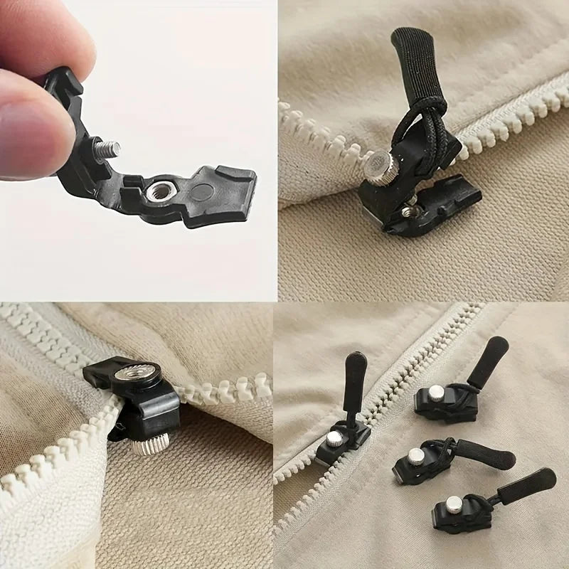 9pcs Zipper Repair Kit, Quick Install Zipper Heads, Detachable Replacement Zip Tops, Interchangeable Plastic Zipper Pulls Qme