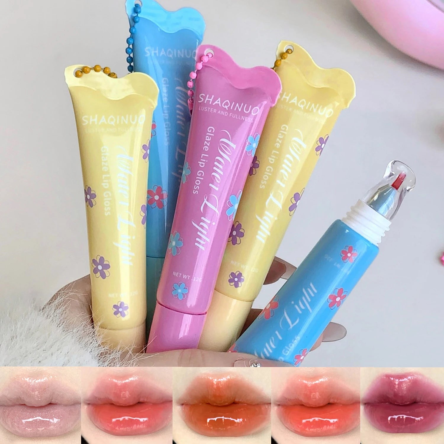 SHAQINUO Glittering Mirror Lip Glaze Watery Shimmering Light Pendant Qme