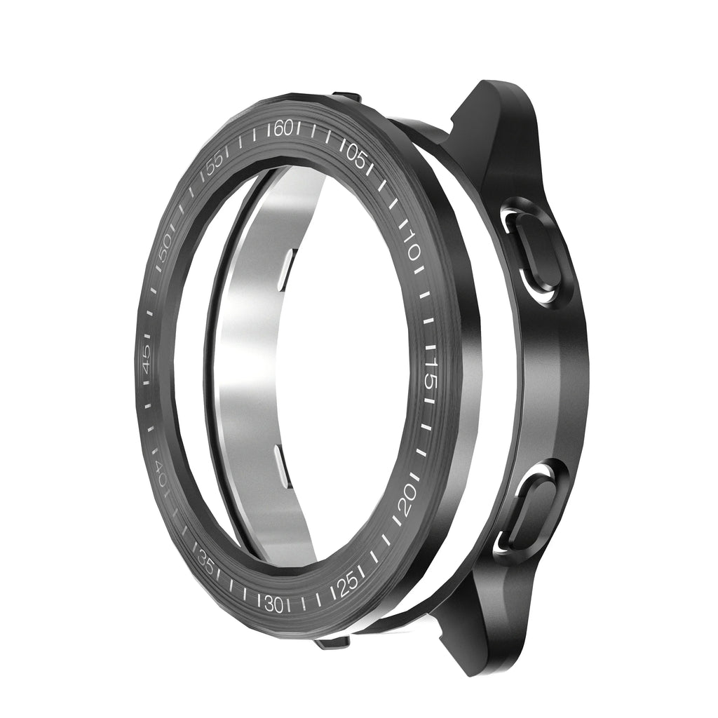 Cover for Xiaomi Mi Watch S3 Case Accessories PC Protector Shell for Mi Watch S3 Electroplated Wire Drawing Hollow Case+bezel Qme Black-Scale For Xiaomi Watch S3