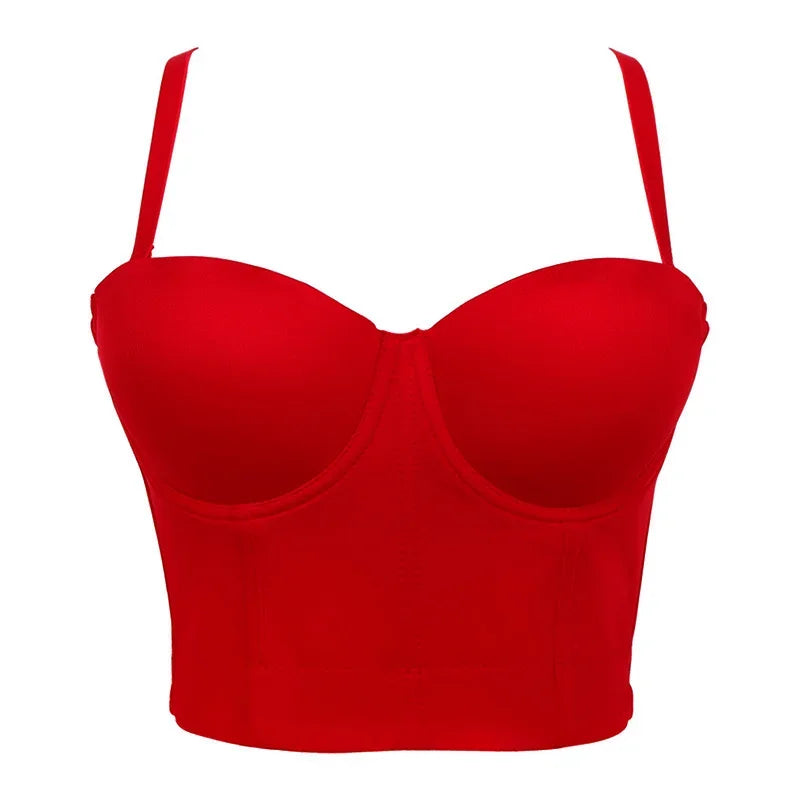 Mesh Push Up Bralet Women's Corset Bustier Bra Night Club Party Long Cropped Top Vest Plus Size Tank Top Women White Corset Qme RD L