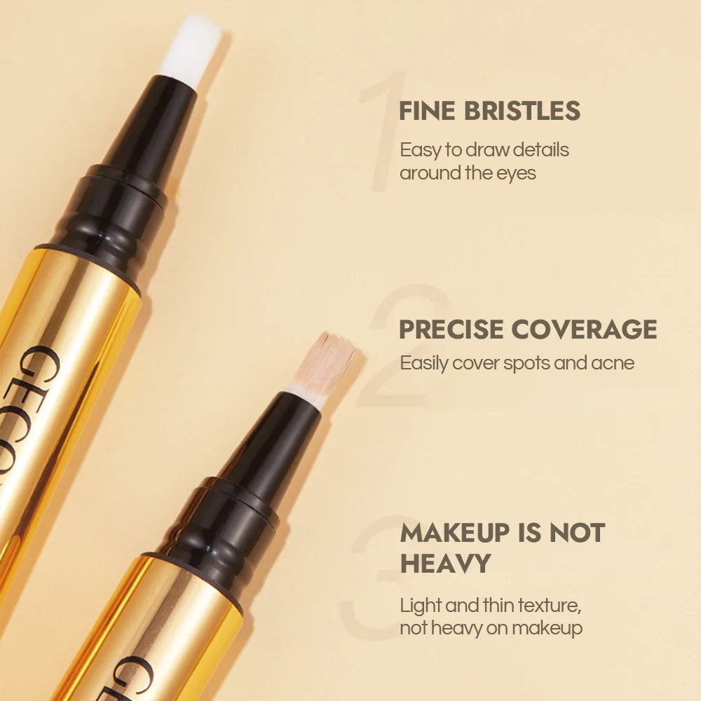 GECOMO Press Concealer Pen Liquid Concealer Long Lasting Moisturizing Not Fading Base Makeup Face Invisible Pores Qme