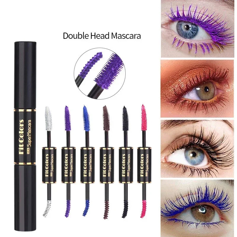 Double Head Colorful Mascara Waterproof Eyelashes Extension Thick Curling Quick Dry Long-lasting Blue Purple White Mascara Qme