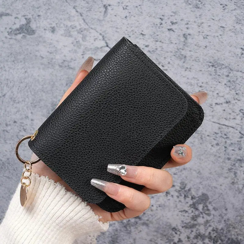 Korean Version Women's Coin Purse Short Fashion Multifunctional Qme Black