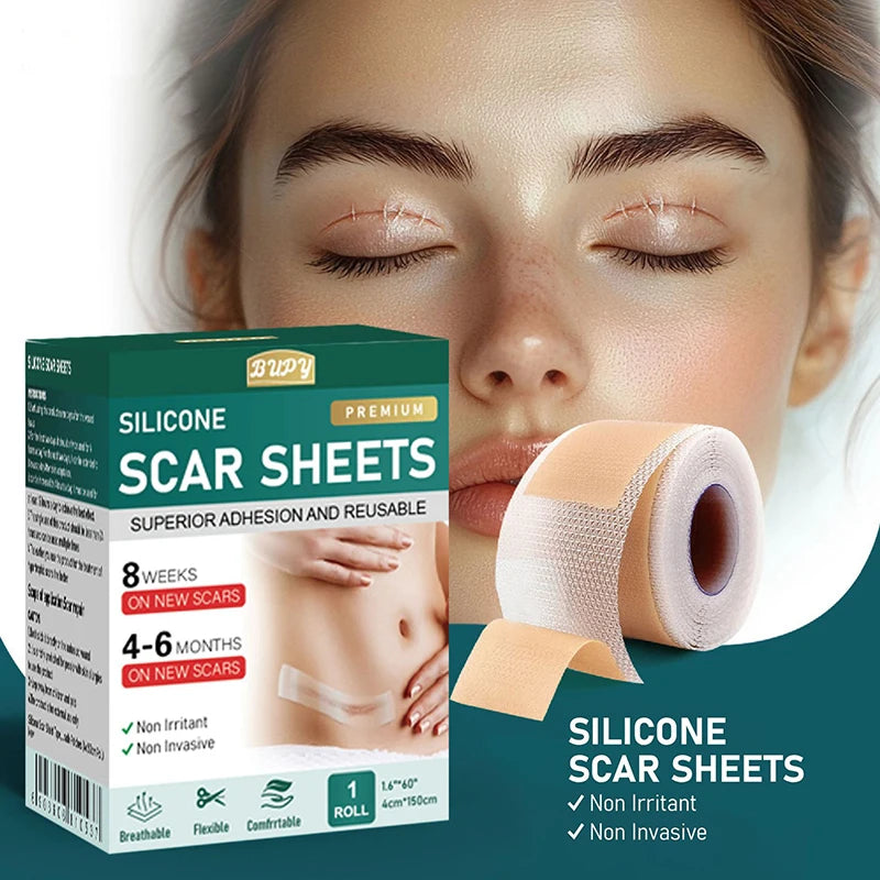 1 Roll Silicone Scar Sheets Gel Patch 4cmX150cm Self-adhesive Cover Qme