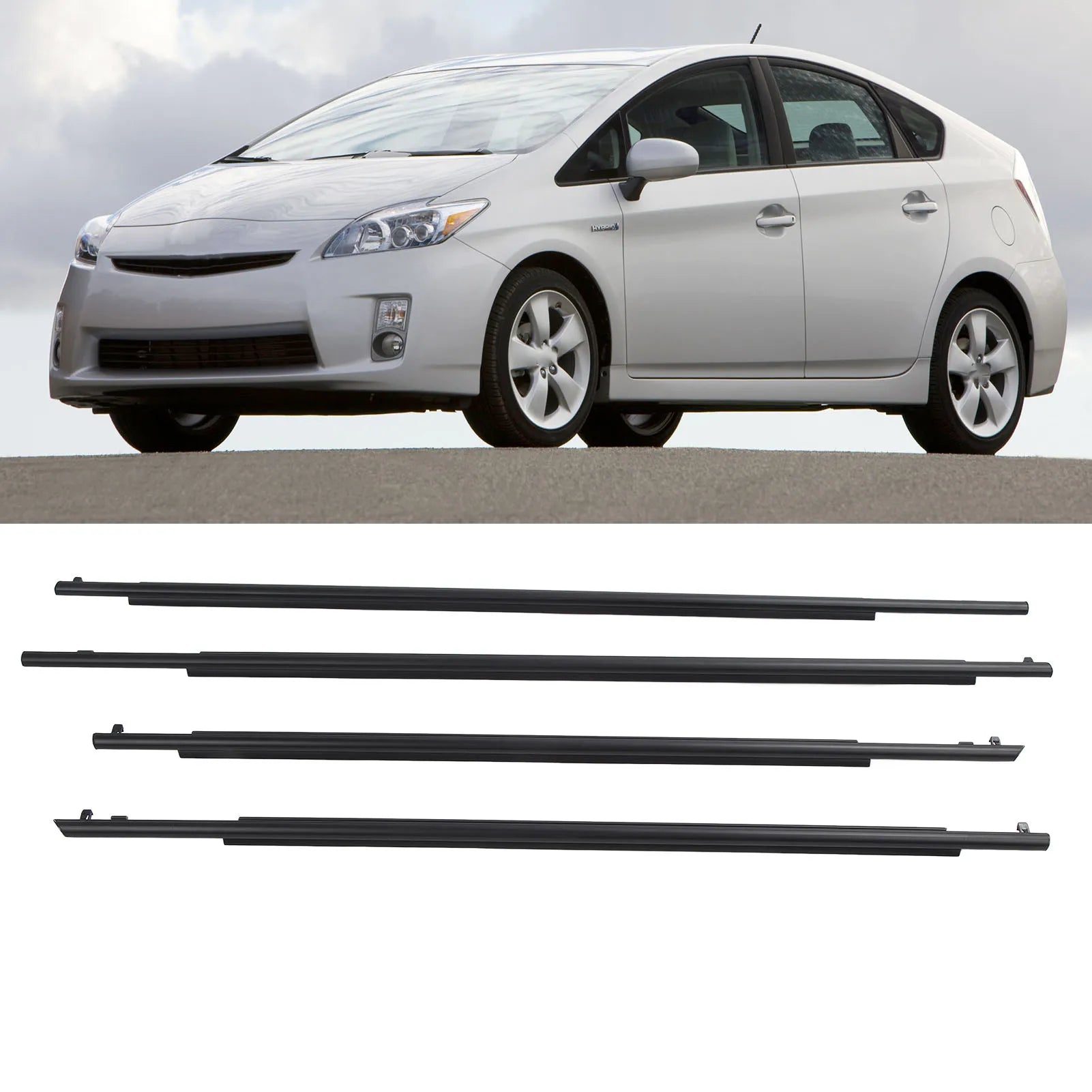 4 Pcs Door Belt Moulding Weatherstrips 75710‑47021 Outside Window Belt for 2010 to 2015 75740‑47021 75730‑47021 Qme
