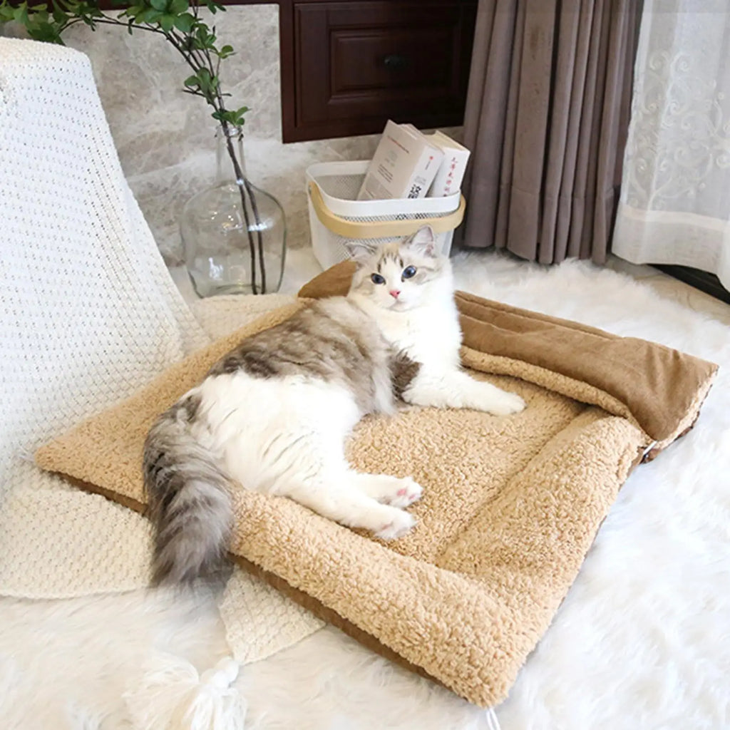 Small Cat Bed Soft Foldable Mat Dog Sleeping Kitten Puppy Pet Indoor Qme