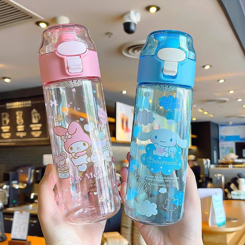 Hello Kitty Kuromi High-Quality Plastic Cup Convenient Carry-Handle Direct-Drink Cup Student & Casual Water Cup Water Bottle Qme