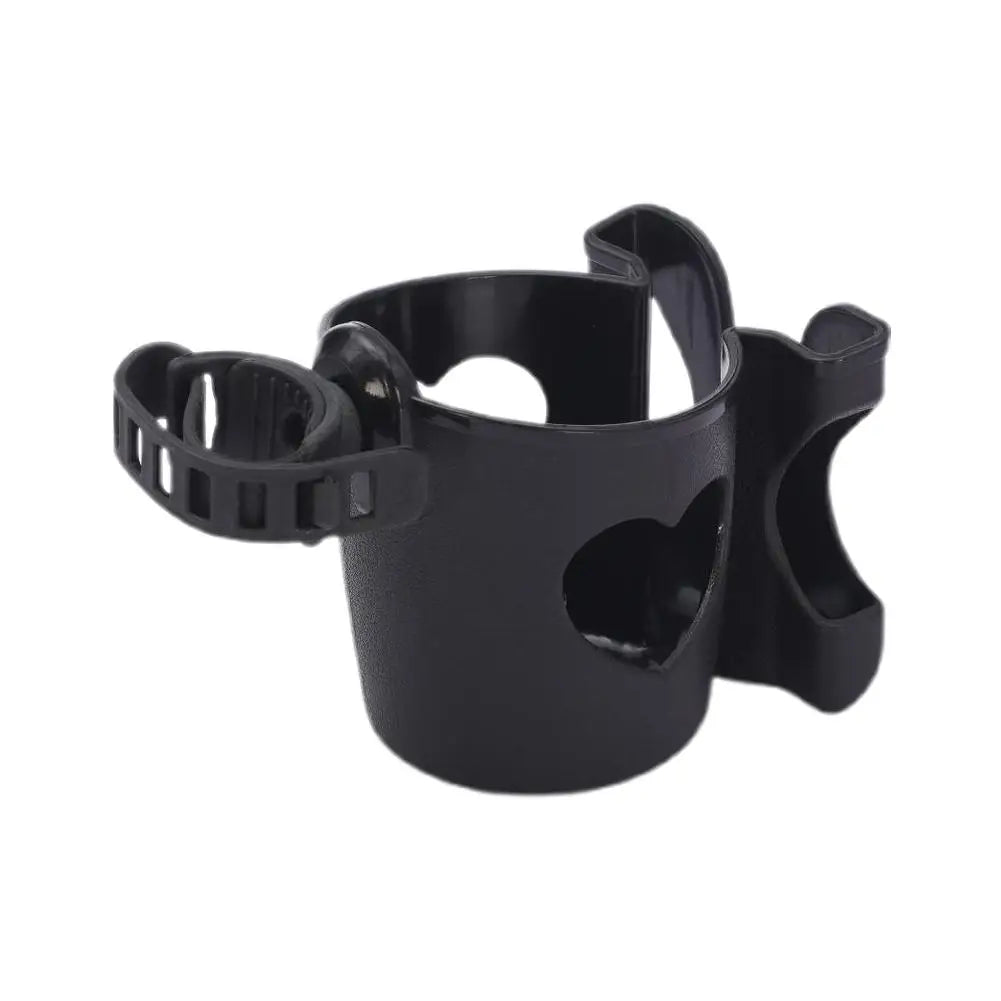 Stroller Cup Holder Phone Water Bottle 2-in-1 Milk Pram Wheelchair Qme Black