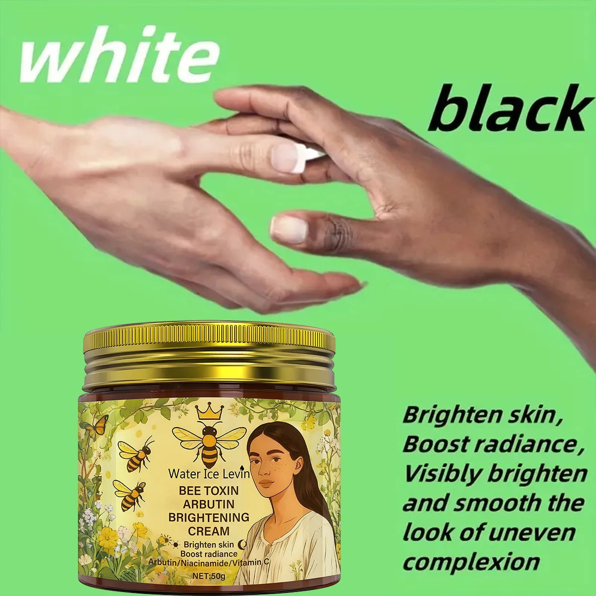 Bee Toxin & Arbutin Brightening Cream | Retinol & Hyaluronic Acid Moisturizer for Soft, Glowing Skin Qme