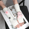 1 Pair of Girls Cute Fingerless Gloves with Star Decoration Fashionable Accessory Gloves Casual Long Wrist Punk Gothic Gloves Qme WHITE