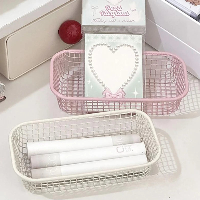 Metal Sundries Organizer Basket Photocard Caseoffice Stationery Home Qme