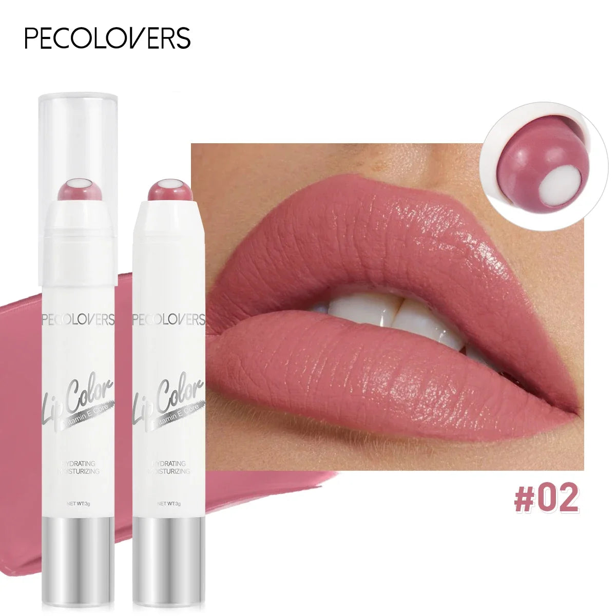 2-in-1 Nude Lipstick Matte Red Lip Balm Moisturizing 6 Colors Qme 02