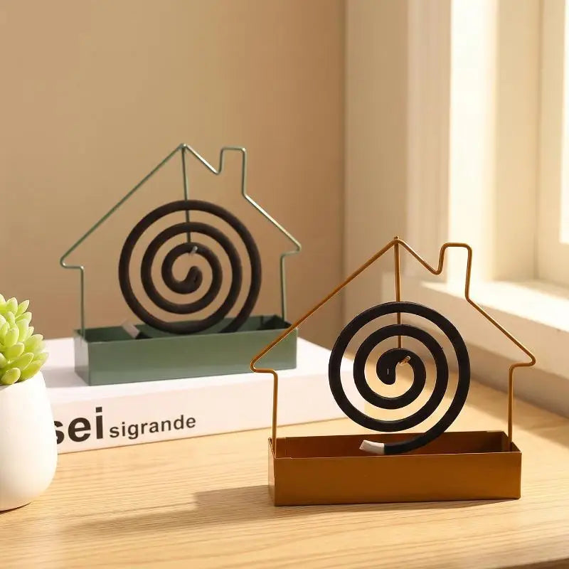 House Shaped Metal Mosquito Coil Holder Fireproof Burner Stand Home Qme