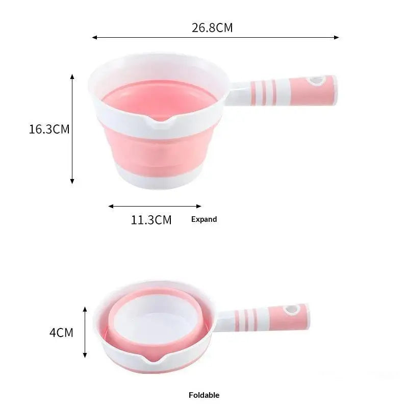 Water Scoop Collapsible Silicone Water Ladle With Antislip Handle Pour Spout For Kitchen Bathroom Camping Home Use Qme B
