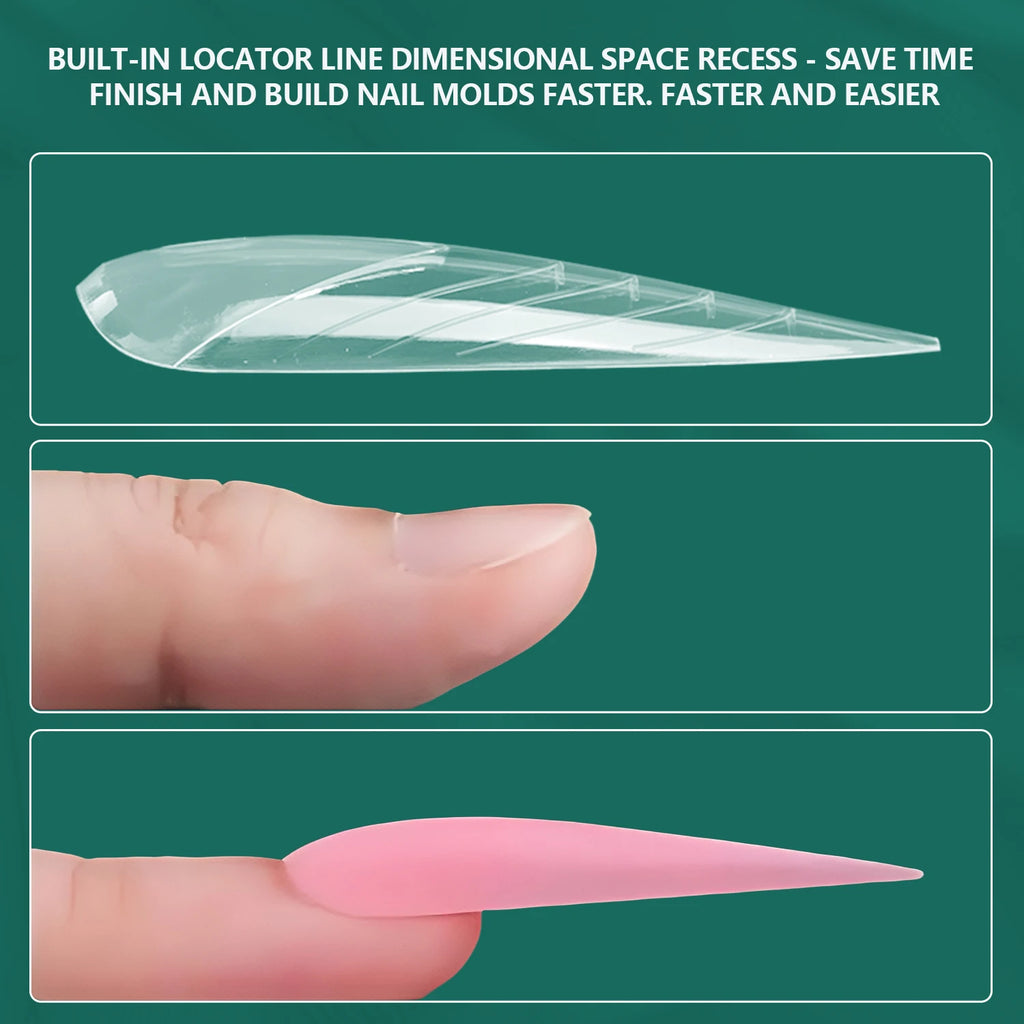 Nailpop Nail Dual Forms 15Sizes Stiletto Extension Gel Full Cover Qme