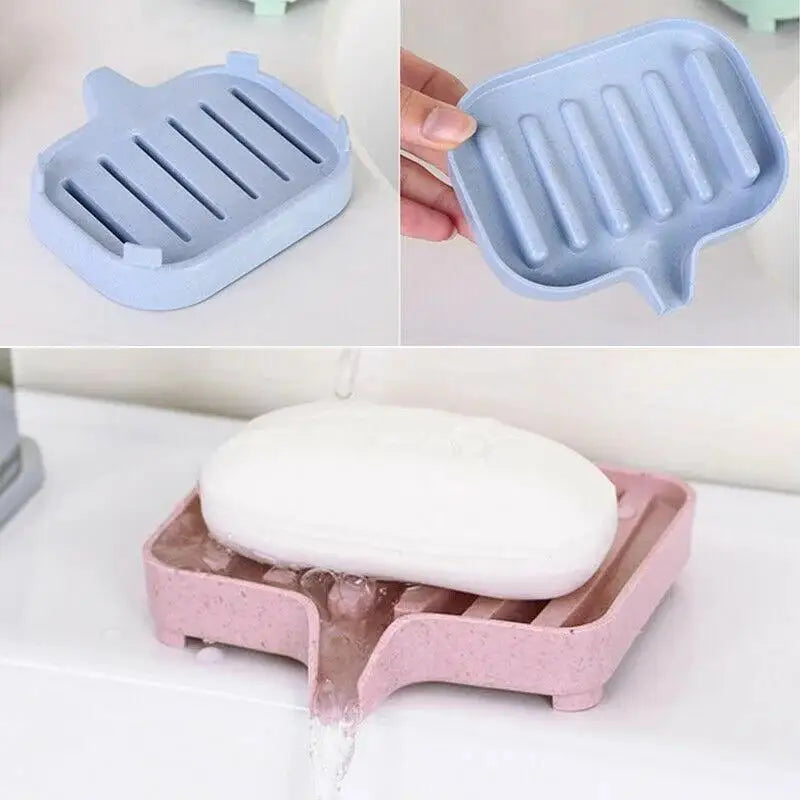 Useful Silicone Soap Dish Bathroom Self Draining Bar Holder Kitchen Qme