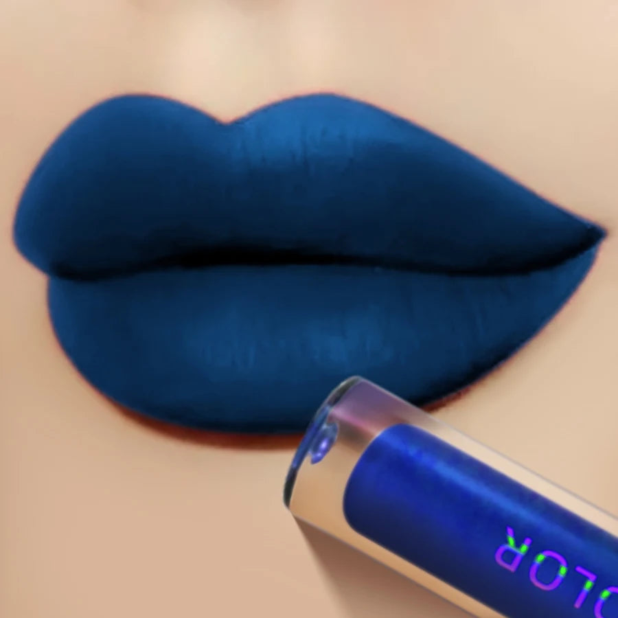 Sexy Velvet Matte Lip Glaze Liquid Lipstick Beauty Gloss Blue Nude Qme