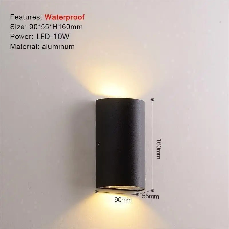 Outdoor Waterproof LED Wall Lamp Modern and Simple Nordic Black Villa Courtyard Garden Corridor Balcony Dual Head Spotlights Qme 1012-10w