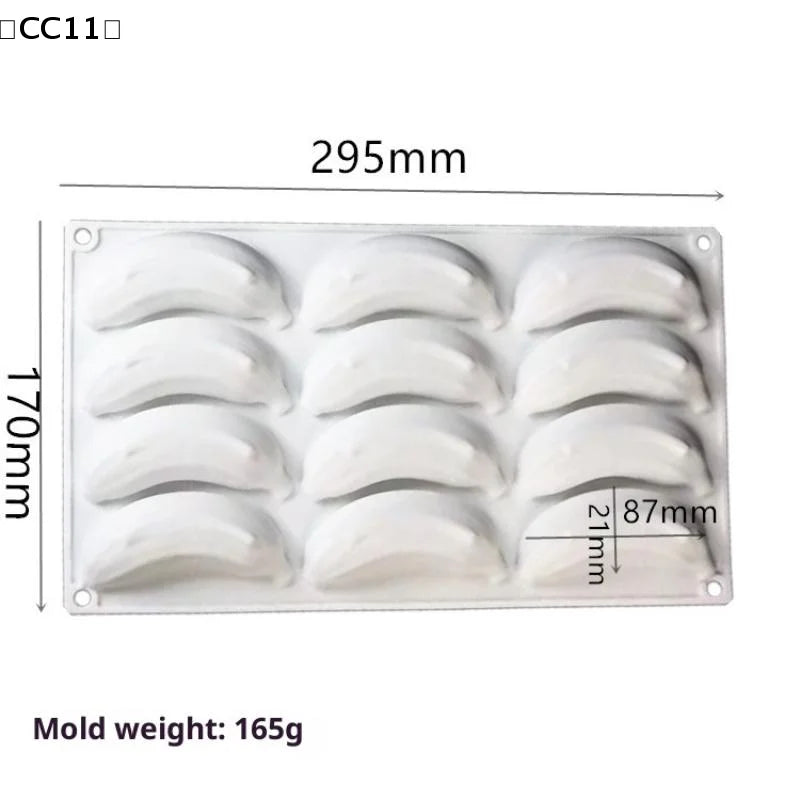 12 Cells Banana Design Food Grade Silicone Cake Molds Fruit Mousse Qme