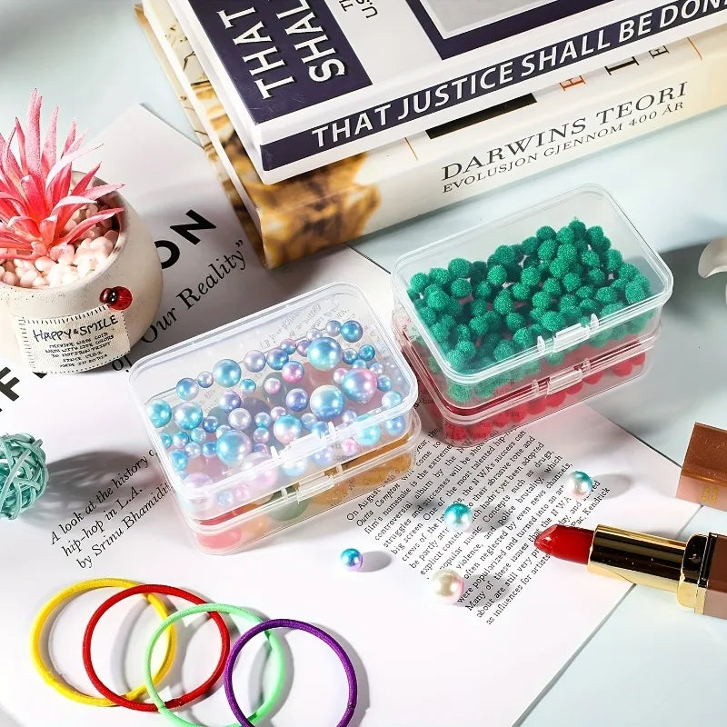 3pcs Plastic Transparent Storage Box, Storage Box For Small Items, Beads, Pearls, Jewelry, Handicrafts, Rubber Band, Hair Clip Qme