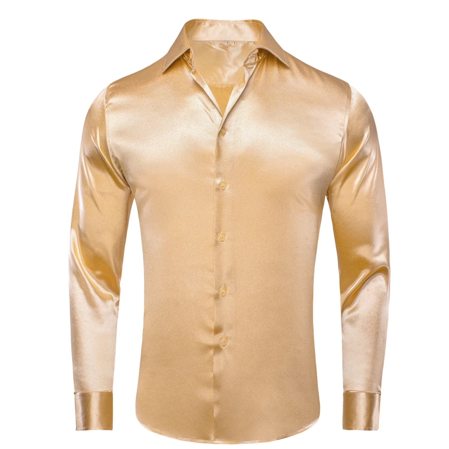 Hi-tie Plain Satin Silk Mens Dress Shirts Long Sleeve Suit Shirt Qme