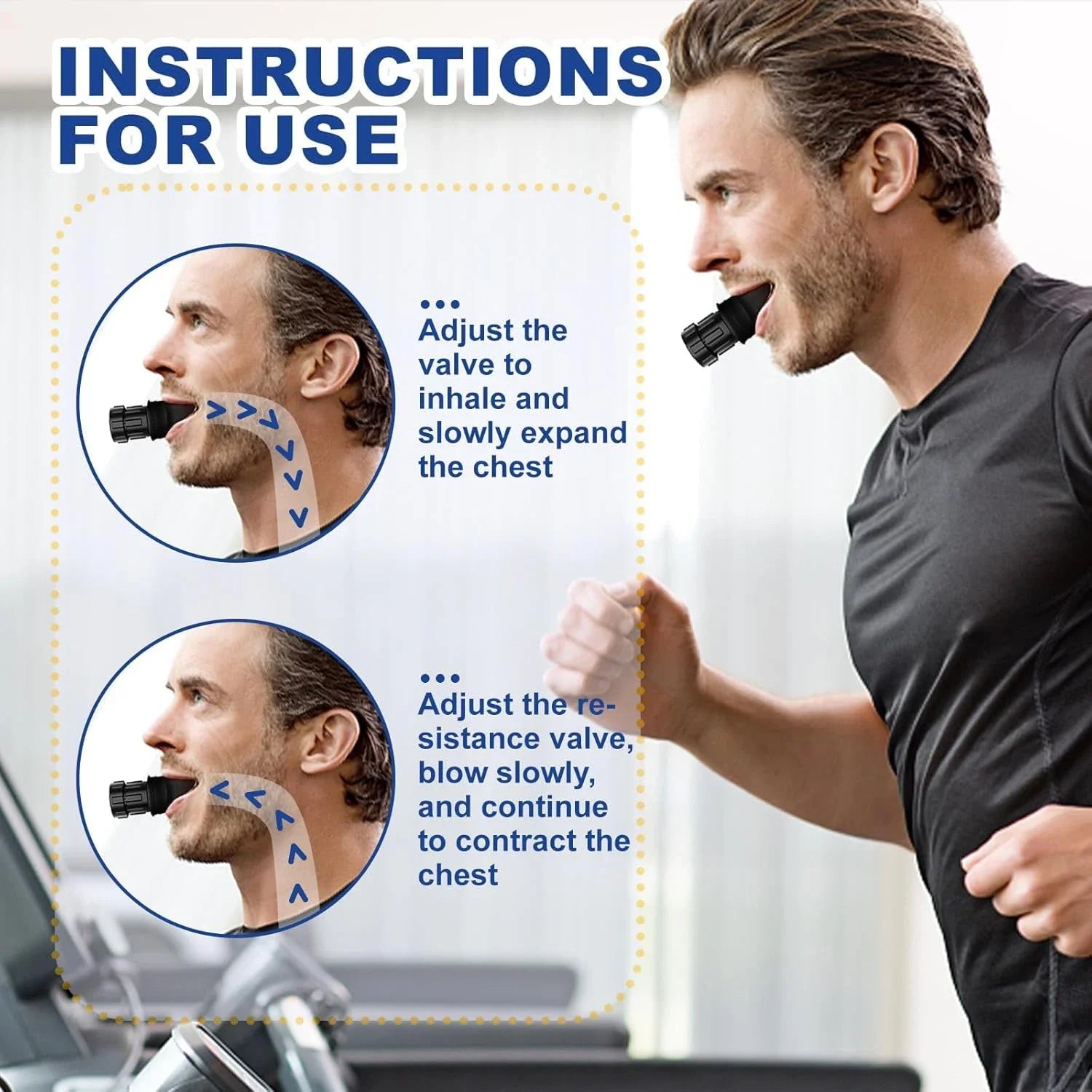 Breathing Trainer Lung Flexer Durable Fitness Exerciser Increases Lung Capacity Breath Adjustable Levels Respiratory Deep Breath Qme