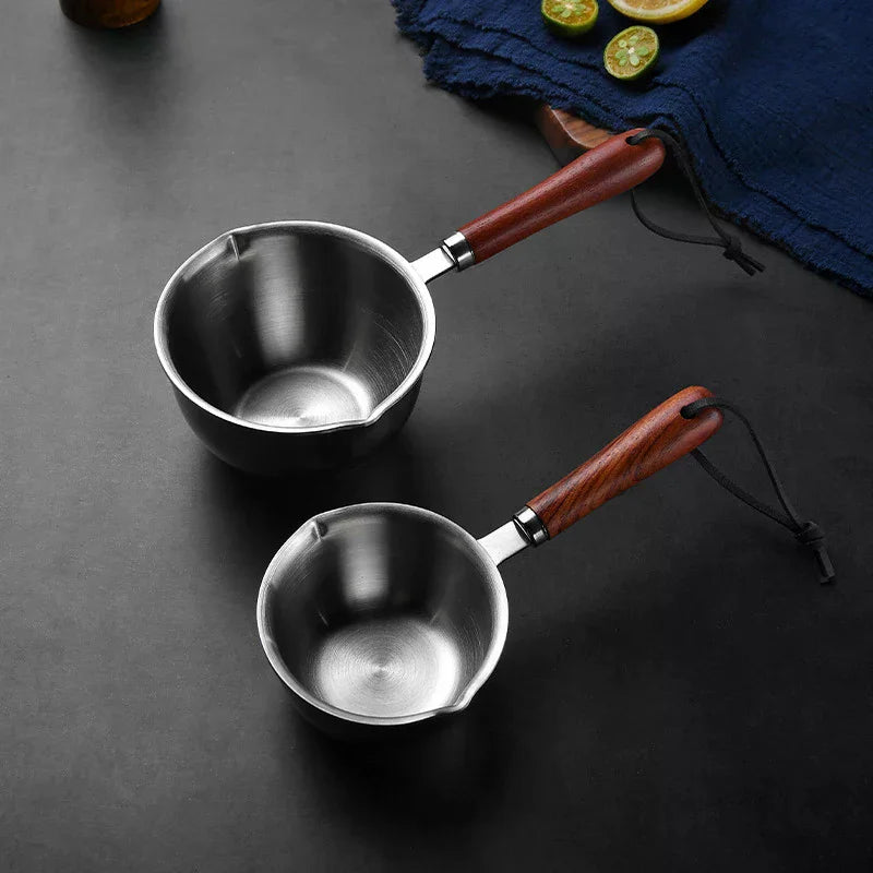 Stainless Steel Oil Pan 150ML 300ML Small Pot Cooking Butter Melting Pot Chocolate Kitchen Cookware Cooking Tools Qme