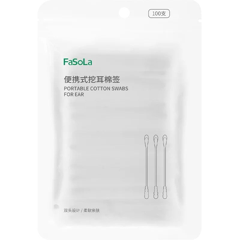 Black Double-headed Cotton Swabs Disposable Ear-picking Makeup Qme black